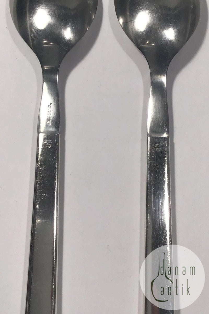 Georg Jensen Sterling Silver/Steel Ornamental Modern Salad Set