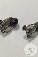 Georg Jensen Sterling Sølv Øreringe No 108 Ametyst (Skruer)