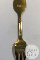 A. Michelsen Weihnachtskuchengabel 1983 Vergoldetes Sterlingsilber mit Emaille