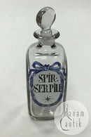 Holmegaard Apotekerflasken, krukke med tekst SPIR SERPILL fra 1990