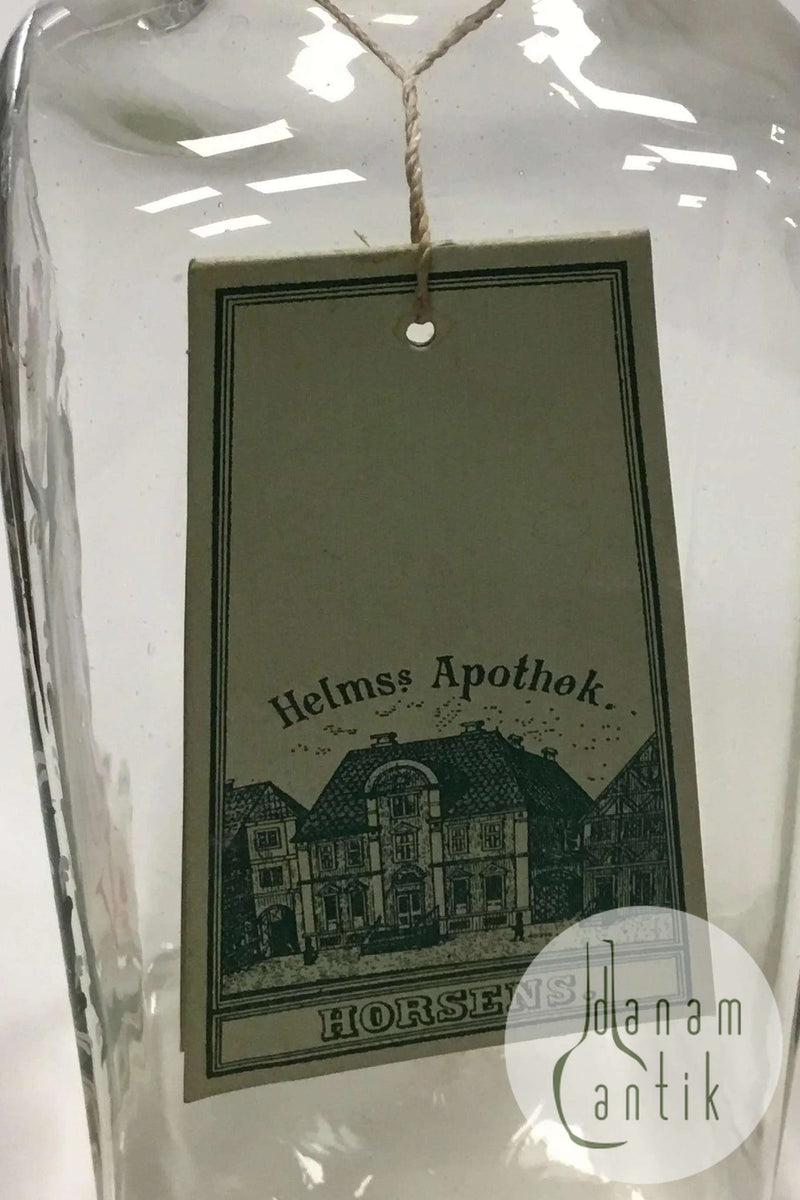 Holmegaard Apotekerflasken, krukke med tekst AQUA LIL CONV C.V. fra 1979