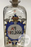 Holmegaard Apotekerflasken, krukke med tekst AP MELISSAE fra 1986