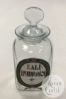 Holmegaard Apotekerflasken, krukke med tekst KALI HYDROIOD fra 1978