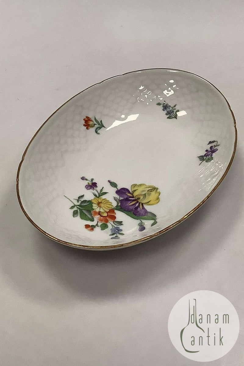 Bing and Grondahl Saxon Flower, White oval dish Shop sample No. 16