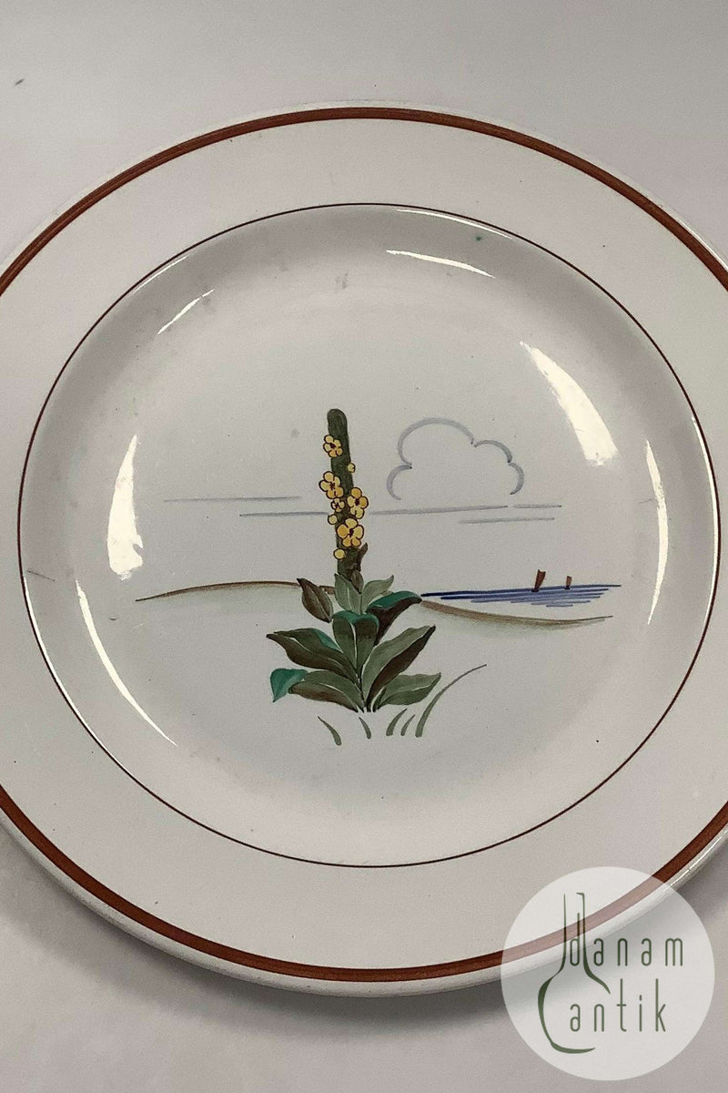 Aluminia Stort Rundt Fad med strand og blomster motiv