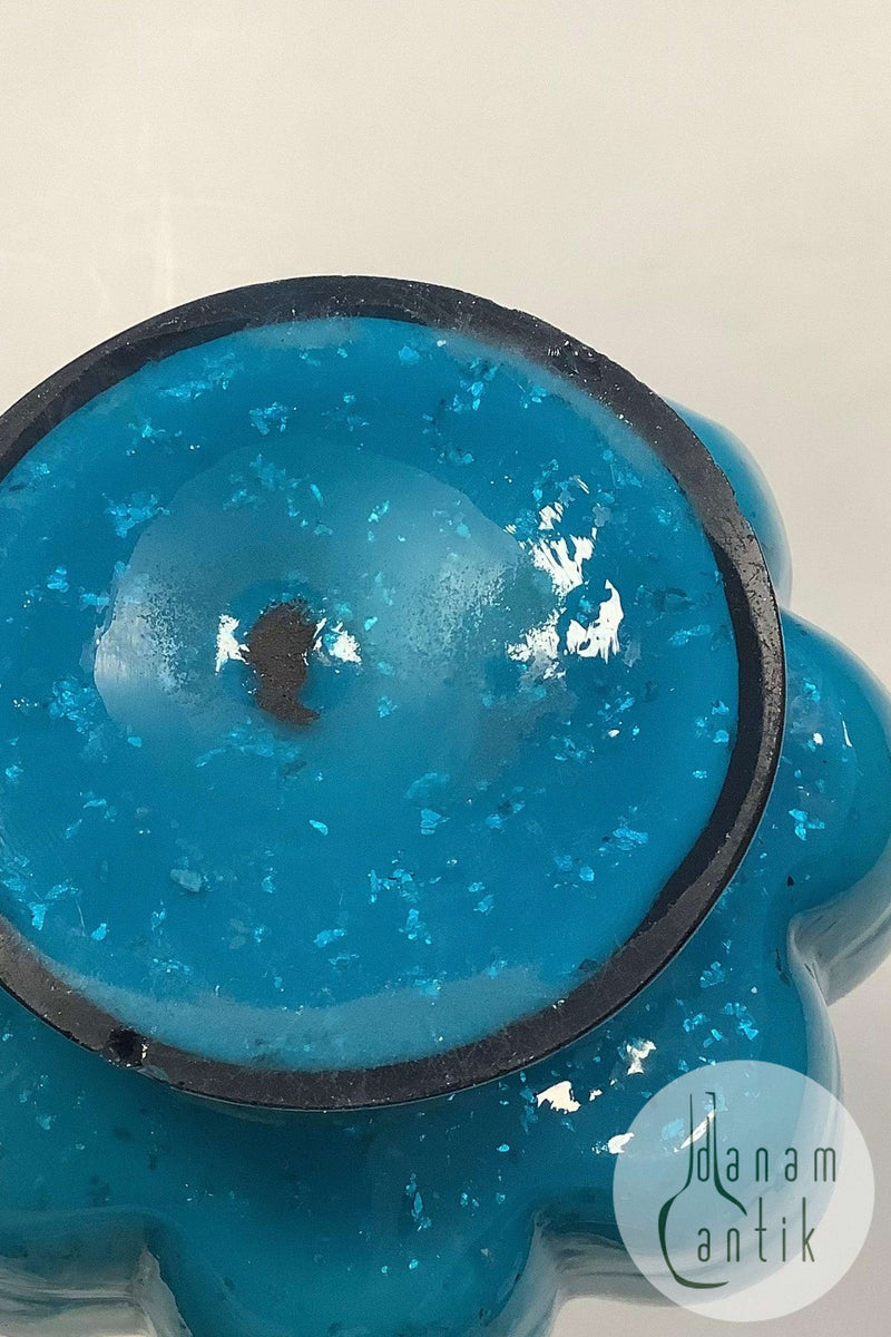 Flot Blå Kunst Glas Vase