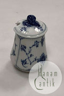 Bing og Grøndahl Blåmalet Musselmalet Riflet Sennepskrukke med Låg No. 52C