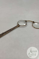Lorgnette Glas Briller i gyldent metal og Emalje arbejde