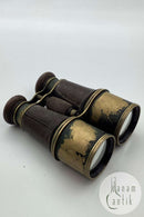 Old brass and leather binoculars 19th century