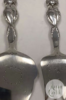 Georg Jensen Sølv Ornamental Fiske Serveringsgaffel og spade  No 55