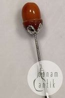 Zigarettenspitze in Silber mit bernsteinfarbener Perle