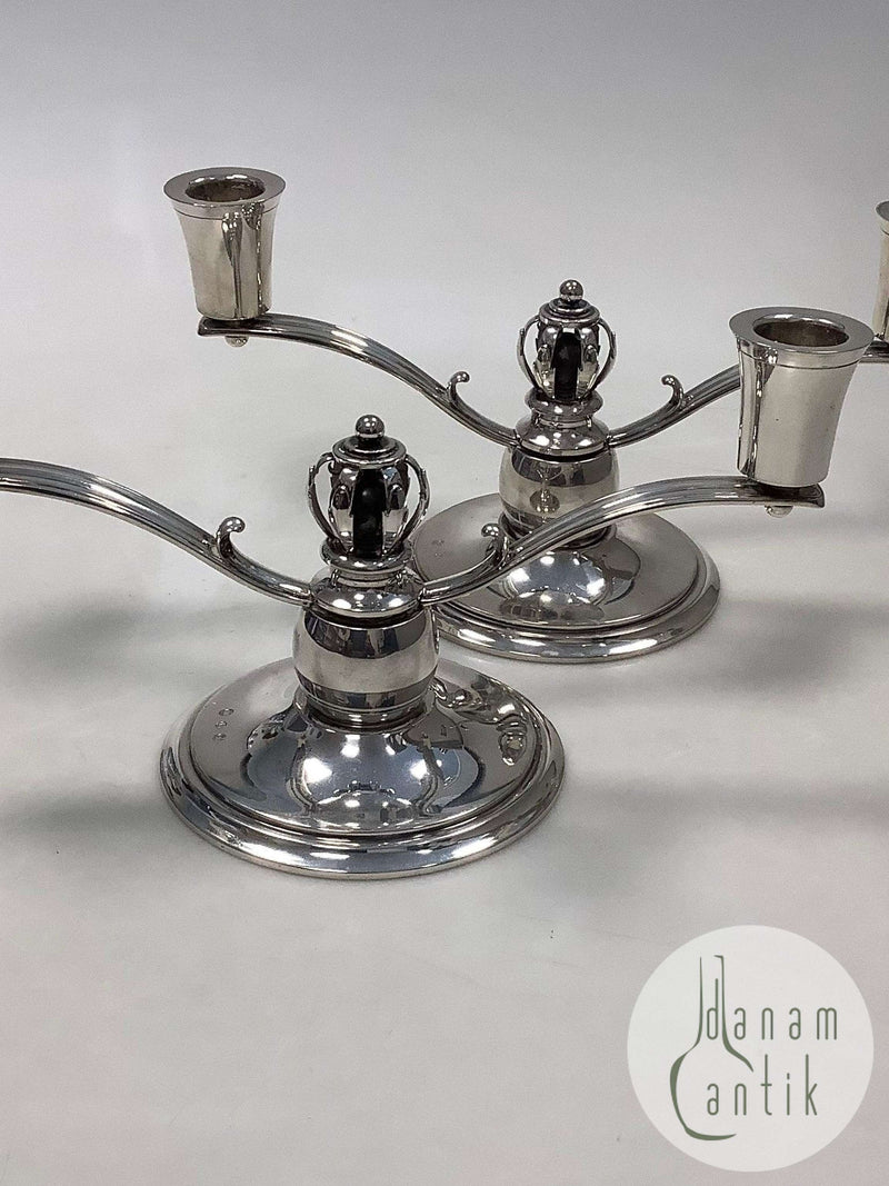 Gran og Laglye Sølv Art Deco 2 Armet Lysestage (Par)