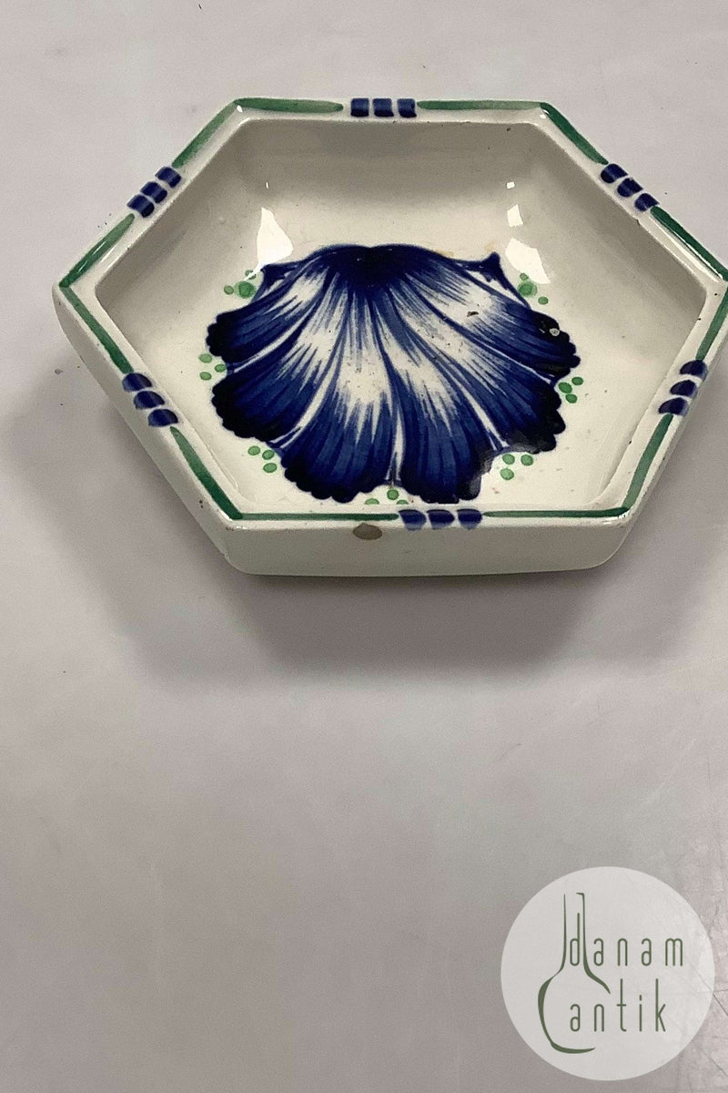 Aluminia 6-Kantet Skål med blomster dekoration No. 732/317