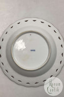 Royal Copenhagen Fuld Saksisk Blomst Dyb Tallerken med Gennembrudt Blondekant fra 1860-1890