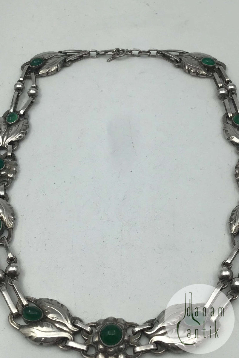 Georg Jensen Sølv Halskæde No. 1 Grønne Sten (1915-1927)