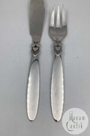 10er-Set Georg Jensen Sterling Silber Kaktusfischmesser und Gabeln Nr. 61 und 62
