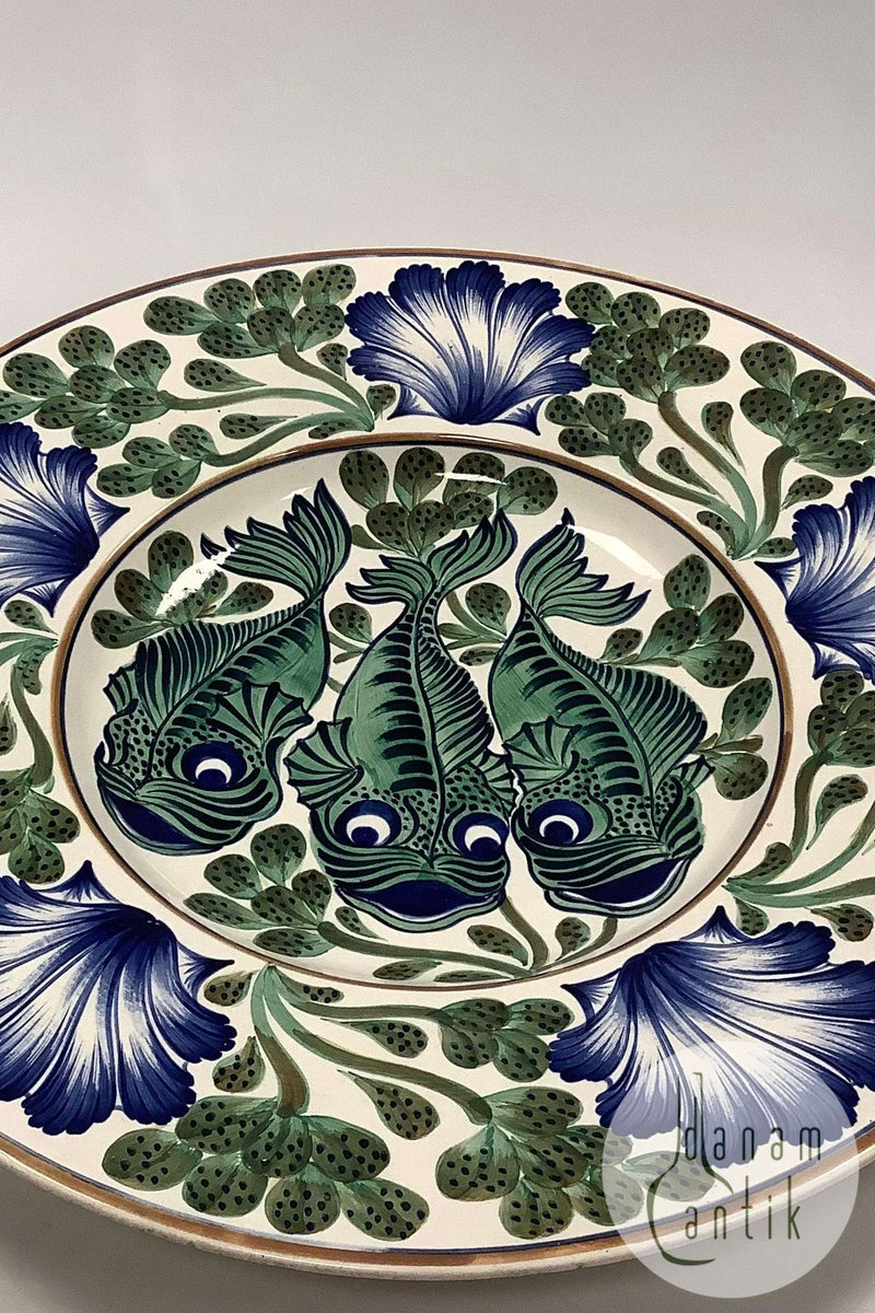 Aluminia Fajance Fad / Skål No 385/300 med Fiske motiv