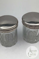 Foreign Glass Jars with Silver Lids (2)