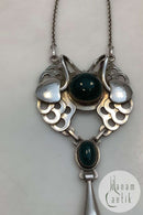 Georg Jensen Sterling Sølv Vedhæng med Grønne Sten No 702