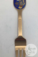 A. Michelsen Julekagegaffel 1985 Forgyldt Sterling Sølv med emalje