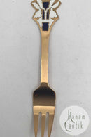 A. Michelsen Julekagegaffel 1991 I forgyldt Sterling Sølv med emalje