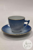 Royal Copenhagen / Bing Grøndahl Blå Tone med guld Kaffekop og Underkop No RC 072 og 073 og BG 102 / 305