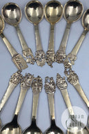 H.C. Andersen Eventyr Sølv Forgyldt Barneskeer/Suppeskeer Sæt (12)