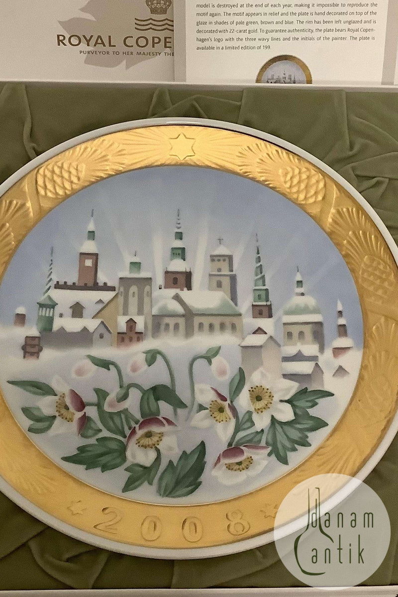 Royal Copenhagen Juleplatte fra 2008 i overglasur 199 kopier