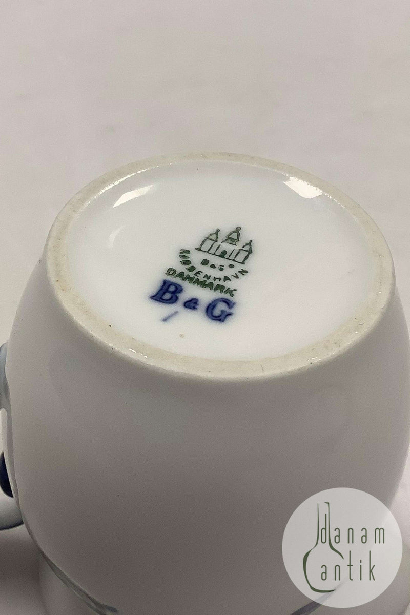 Bing and Grondahl 新艺术风格的蓝白奶油壶 尺寸9.3厘米/3.66英寸