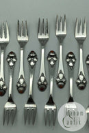 Sæt Dansk Arbejde (DTA) Sølv Kagegafler med Rav (12)