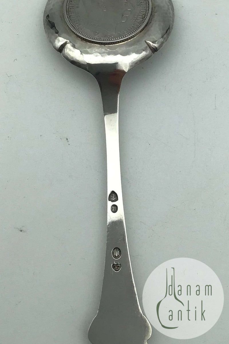 Dansk Arbejde (DTA) Sølv Serveringsspade med Rav og Mønt