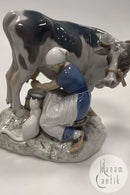 Bing and Grondahl Figurine Milkmaid, cow and cat No 2017