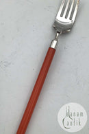 Hans Hansen Sølv Amalie Barnegaffel Orange Emalje