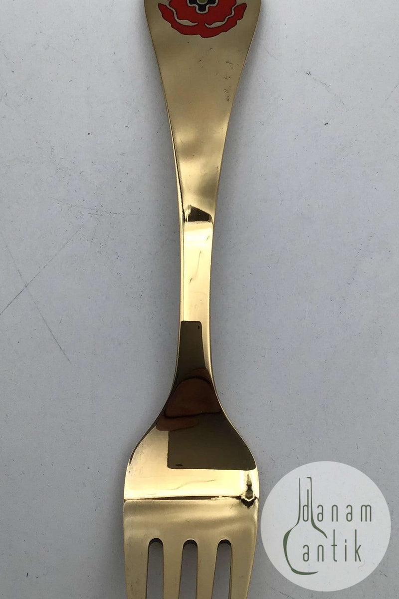 Georg Jensen Årsgaffel 1994 i forgyldt Sterling Sølv med emalje.
