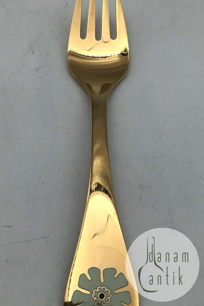 Georg Jensen Årsgaffel 1981 Forgyldt Sterling Sølv med emalje.
