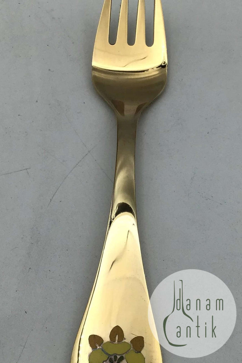 Georg Jensen Årsgaffel 1991 Forgyldt Sterling Sølv med emalje.