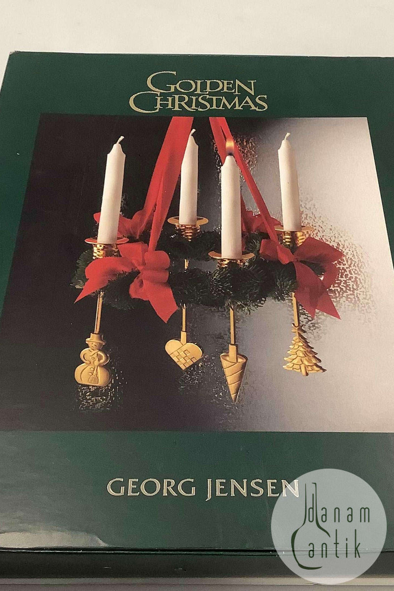 4 Georg Jensen Candle Holders for Advent Wreath in Gold Plated Metal