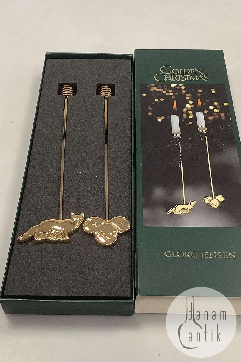 Georg Jensen Golden Christmas Lyseholder - Ræv og Hasselnød 2002