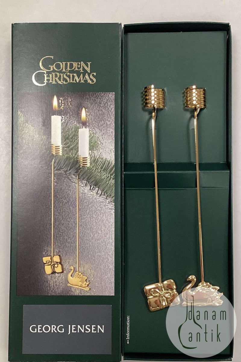 Georg Jensen Golden Christmas Lyseholder - Svane  og Gave 2000