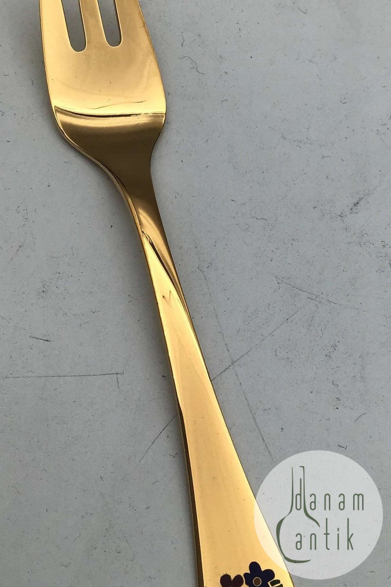 Georg Jensen Årskagegaffel 1992 Forgyldt Sterling Sølv med emalje.