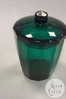 Stor Flot Lågkrukke i Grøn Glas i Josef Hoffmann stil