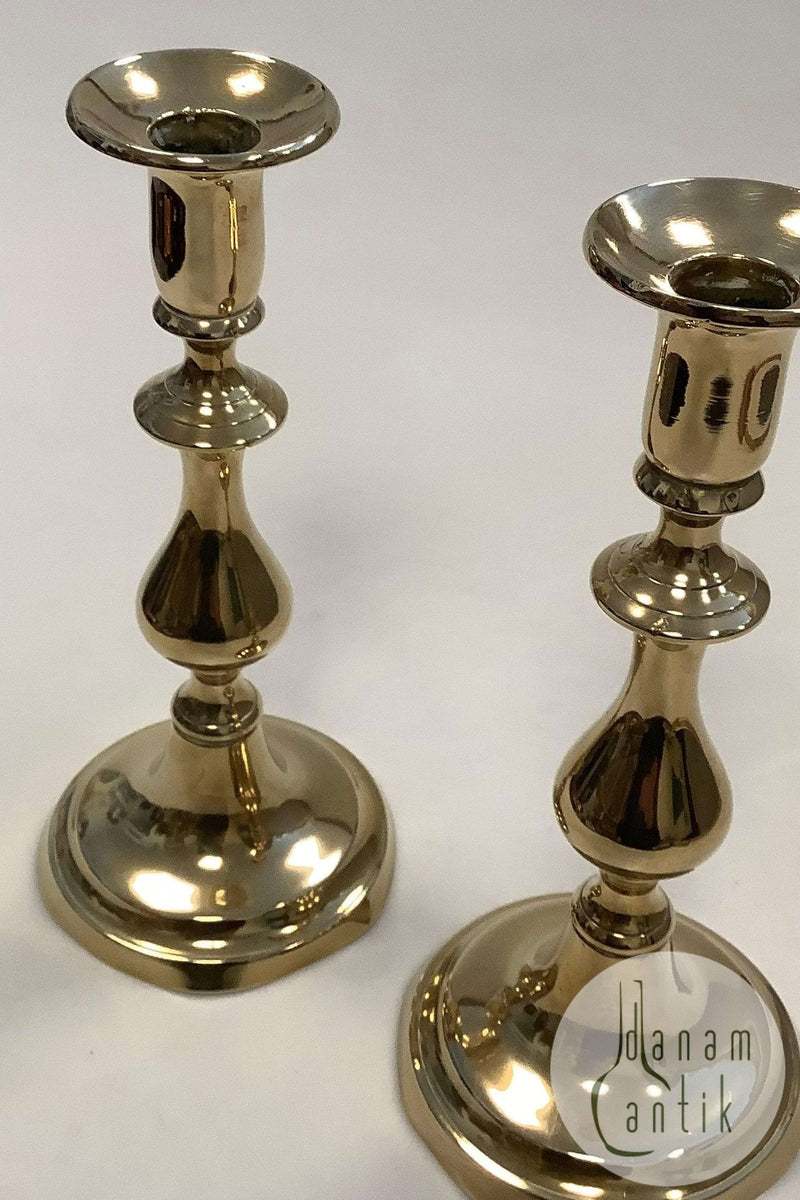 Antik Par høje Lysestager i Messing