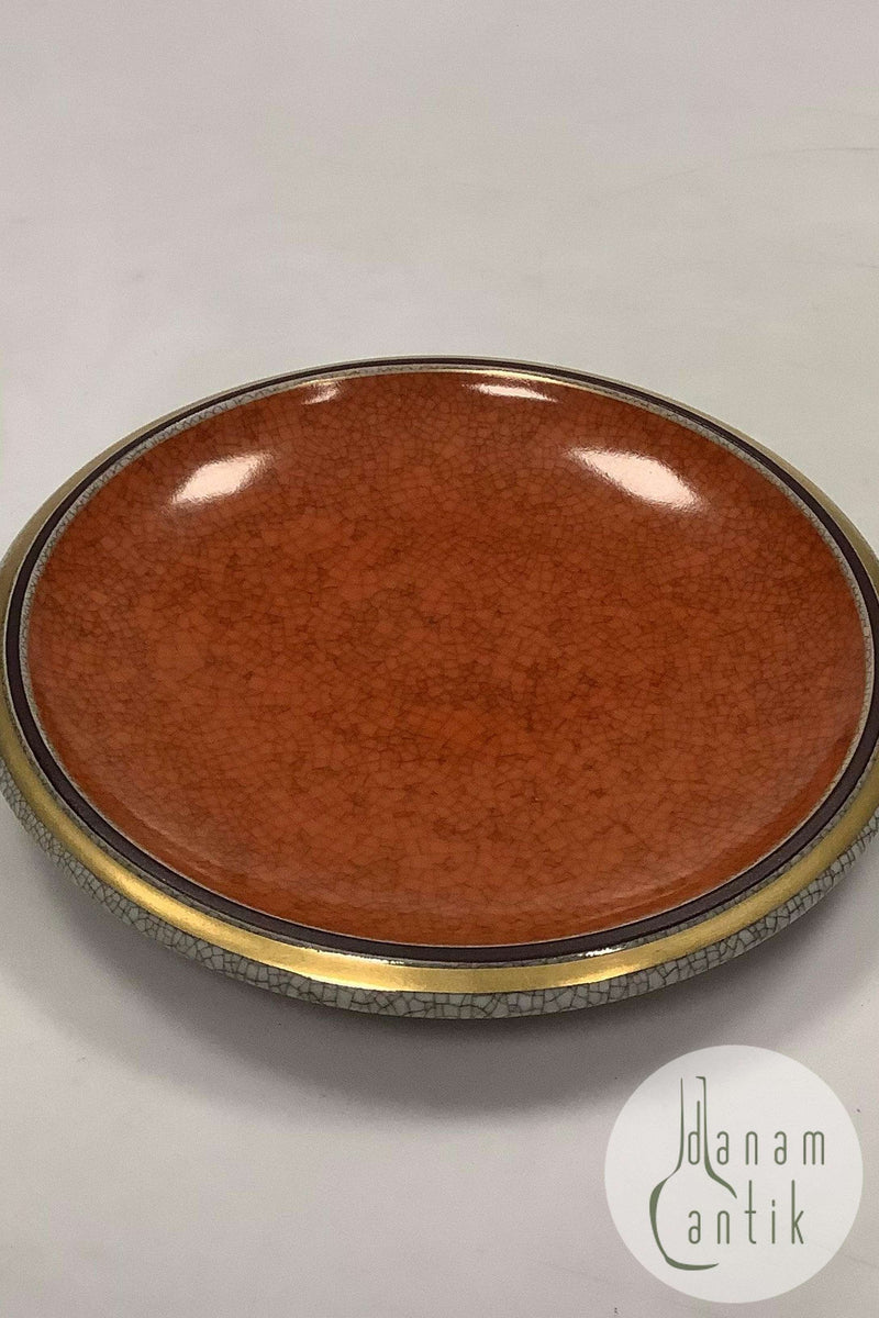 Royal Copenhagen Krakele Fadskål No 212/2568. Rød med Sort og Guldstribet Kant
