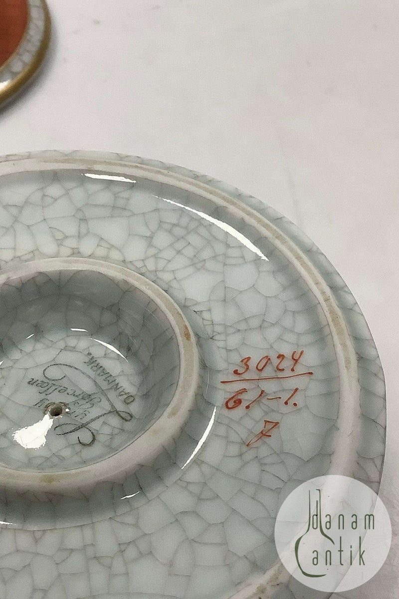 Par Lyngby Porcelæn Danmark Lysestager i rød krakele No 3024