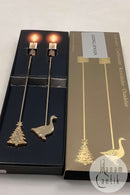 Georg Jensen Golden Christmas Lyseholder - Gås og Juletræ 1998