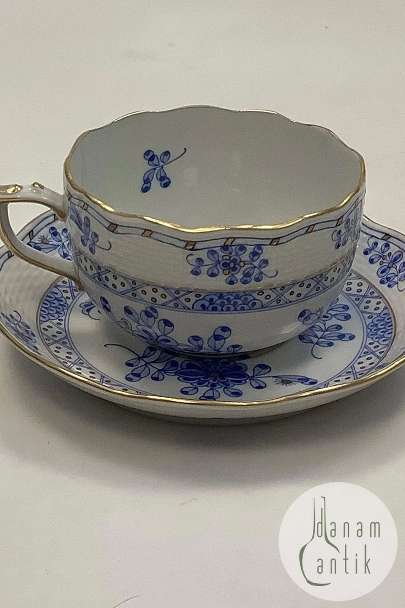 Herend Ungarn Kaffekop med underkop i Blå overglasur