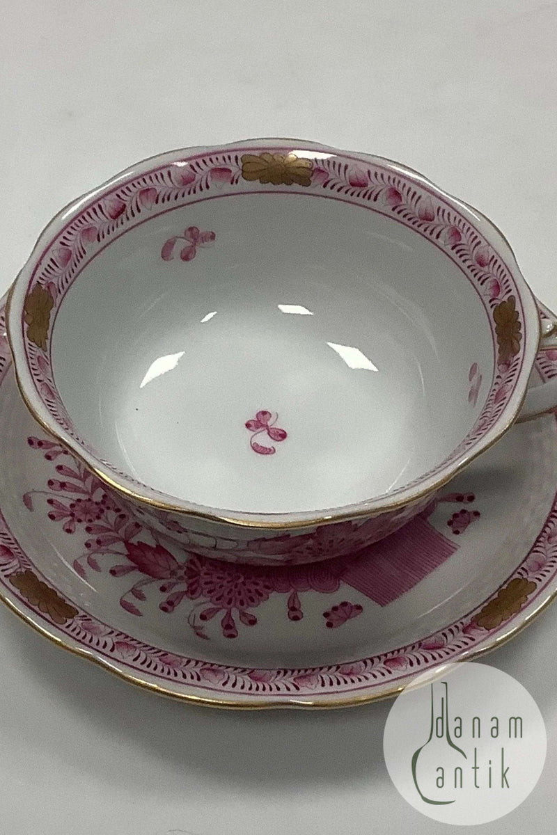 Herend Ungarn Thekop med underkop i rød overglasur