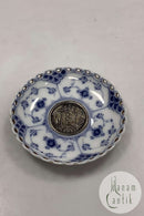 Royal Copenhagen Blue Fluted Blue Fluted Full Lace Light Cuff with mounted 2-Crown Coin No 1009