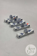 Sæt på 5 Royal Copenhagen Musselmalet Riflet Knivbuk No 134