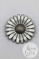 A. Michelsen Forgyldt Sterling Sølv Marguerit Broche (Guilloche)